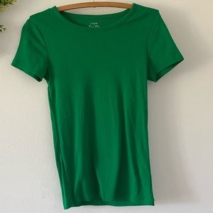 J. Crew fine rib, cotton tee, green, size Small
